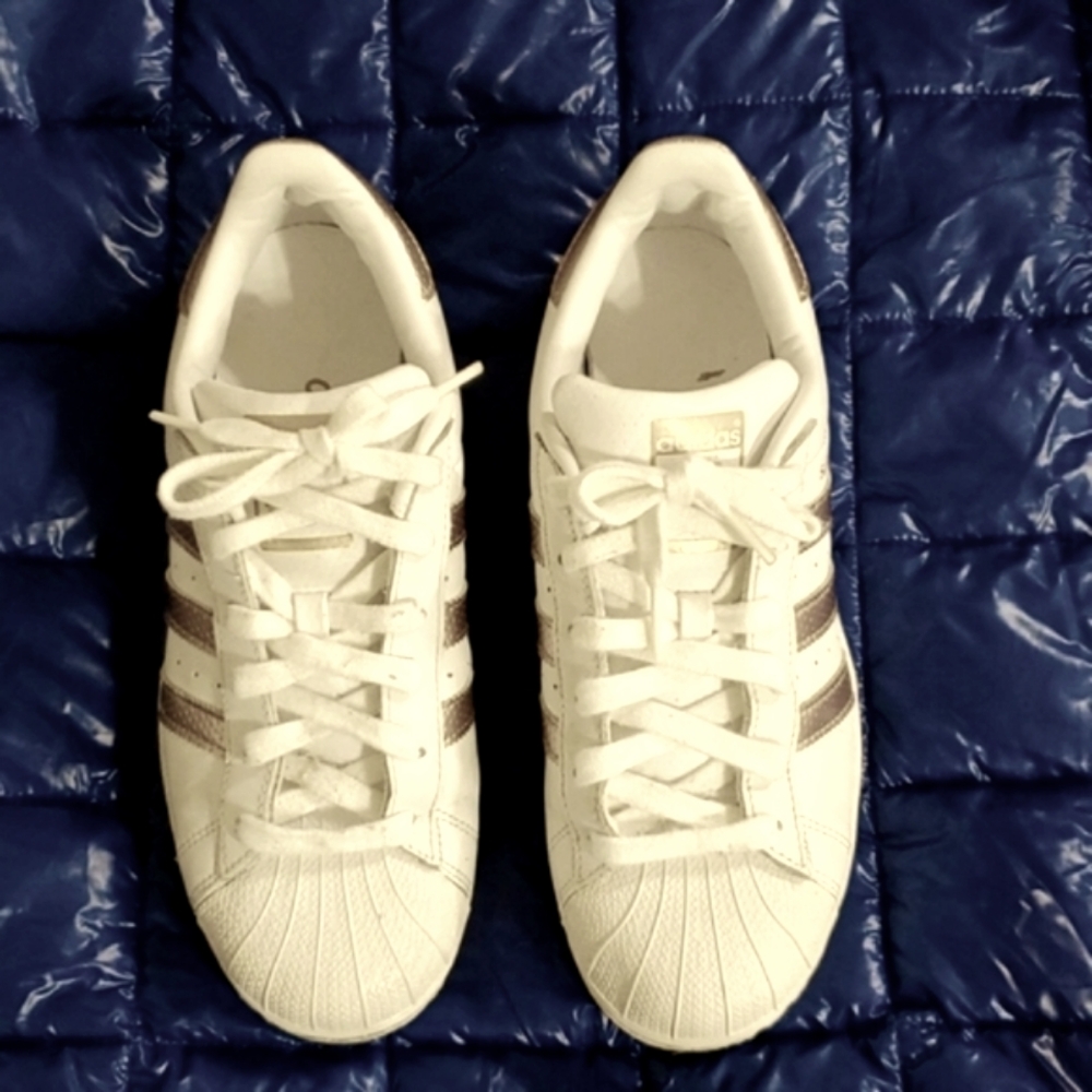 Adidas Superstar Shell Toe BB1428 White Rose Gold Low Top Shoes Womens Size 8